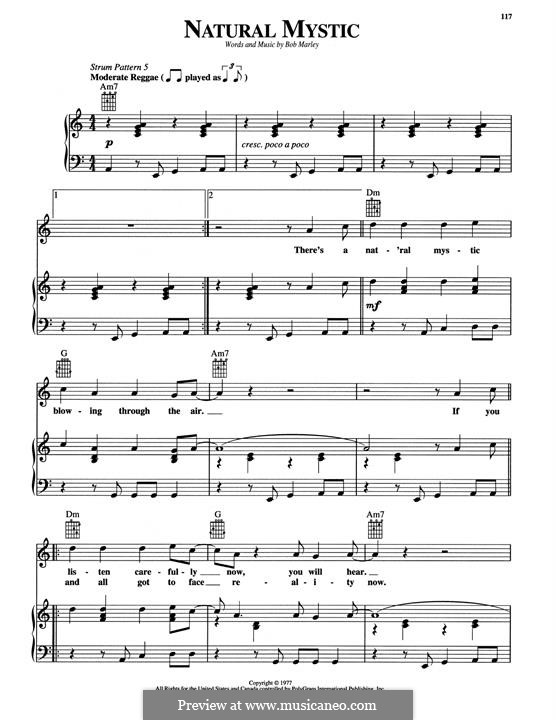 Natural Mystic: For voice and piano (or guitar) by Bob Marley