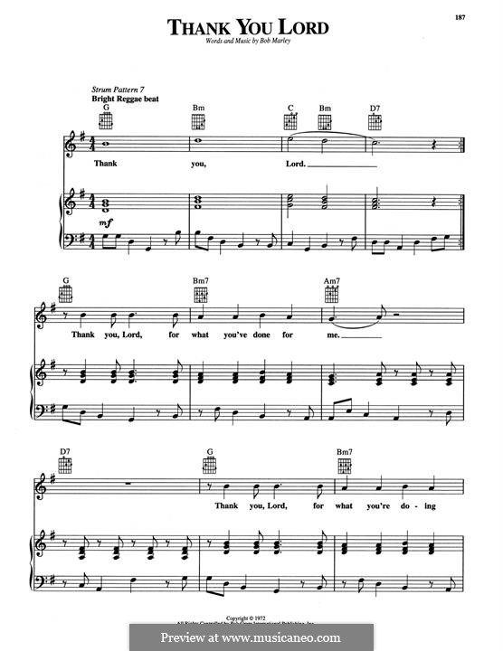 Thank You Lord: For voice and piano (or guitar) by Bob Marley