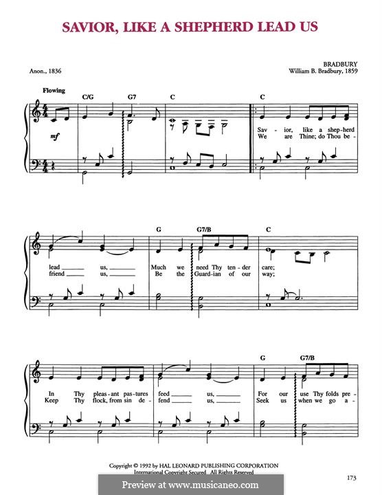 Savior, Like a Shepherd Lead Us: For piano by William Batchelder Bradbury