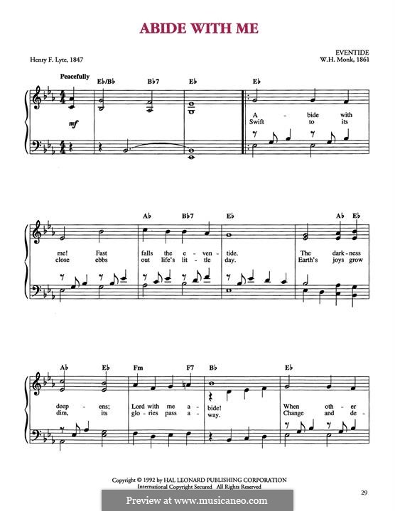 Abide with Me: For piano by William Henry Monk
