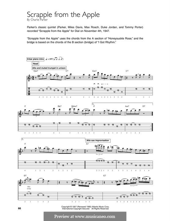 Scrapple from the Apple: For guitar by Charlie Parker