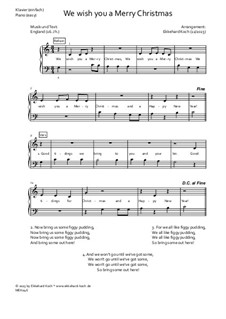 We Wish You a Merry Christmas, for Piano: For a single performer (easy) by folklore