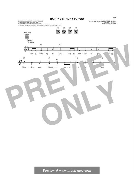 Happy Birthday to You: For mandolin by Mildred Hill