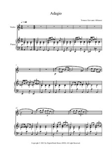 Adagio in G Minor: For violin and piano by Tomaso Albinoni