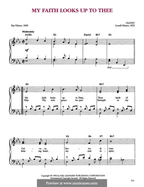 My Faith Looks Up to Thee: For piano by Lowell Mason