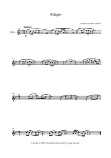Adagio in G Minor: For violin and piano – violin part by Tomaso Albinoni