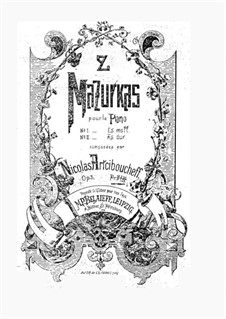 Two Mazurkas, Op.3: For piano by Nikolaï Vasilyevich Artsybushev