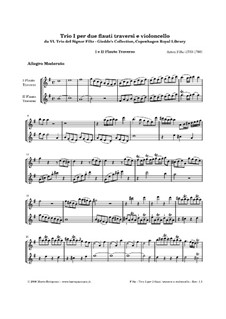 Six Trios for Two Flutes and Cello: Trio No.1 in G Major – parts by Antonio Filtz