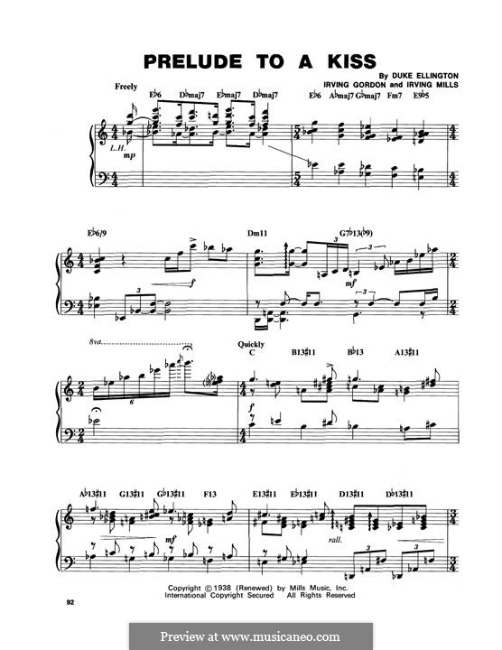 Prelude to a Kiss: For piano by Duke Ellington