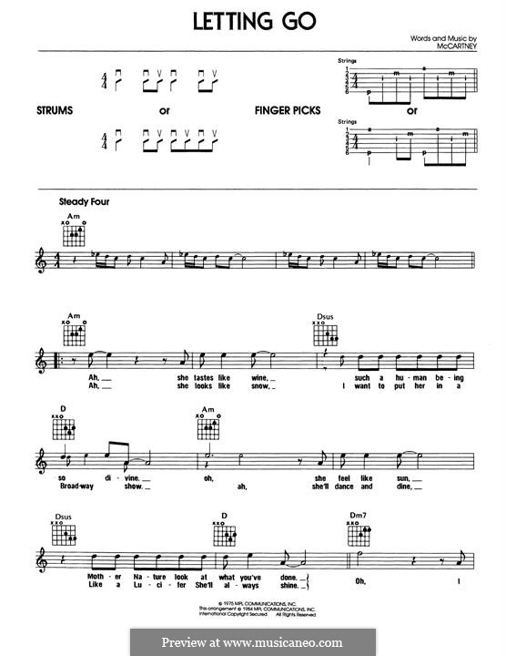 Letting Go (Wings): For guitar by Linda McCartney, Paul McCartney