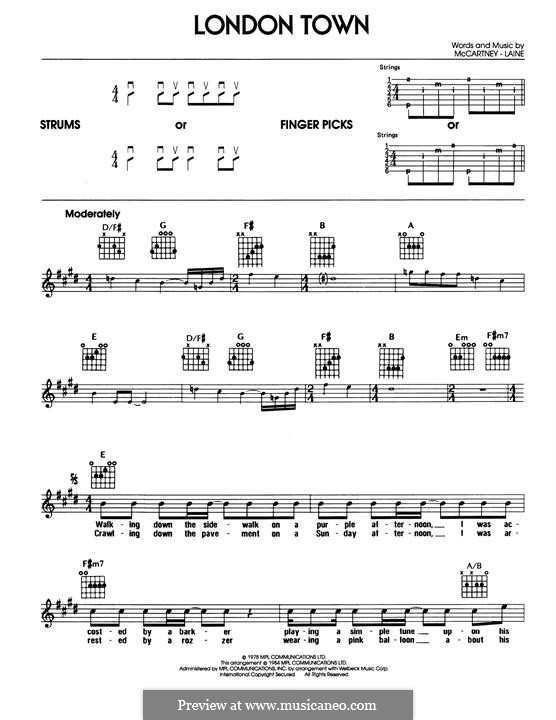 London Town: For guitar by Denny Laine, Paul McCartney