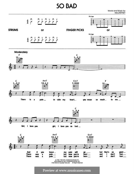 So Bad: For guitar by Paul McCartney