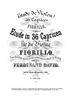 Thirty-Six Etudes or Caprices for Violin, Op.3: For a single performer by Federigo Fiorillo