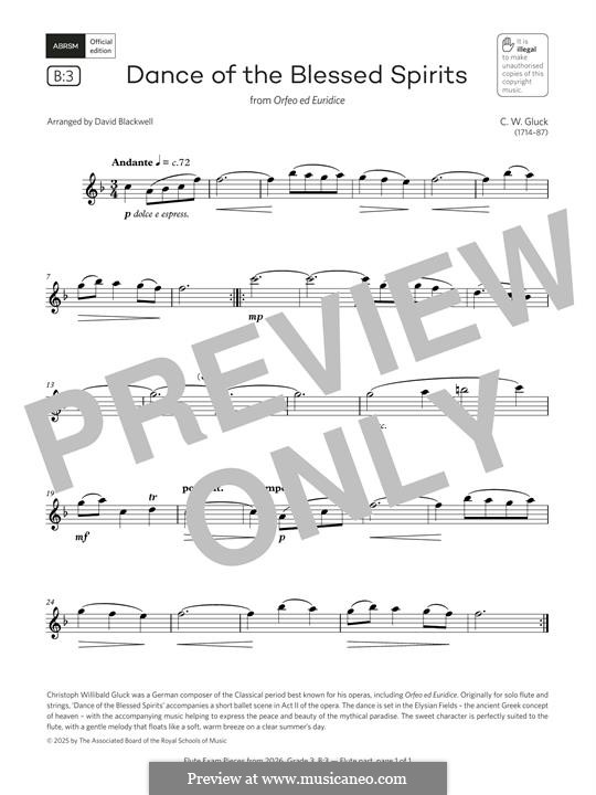 Dance of the Blessed Spirits: For flute by Christoph Willibald Gluck