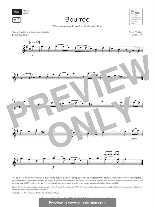 Bourrée by A.D. Philidor - sheet music on MusicaNeo