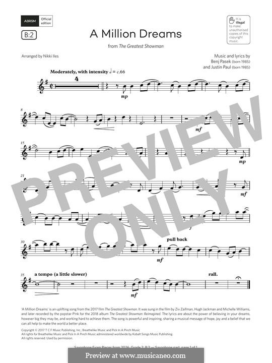 A Million Dreams (from The Greatest Showman): For alto saxophone by Justin Paul, Benj Pasek