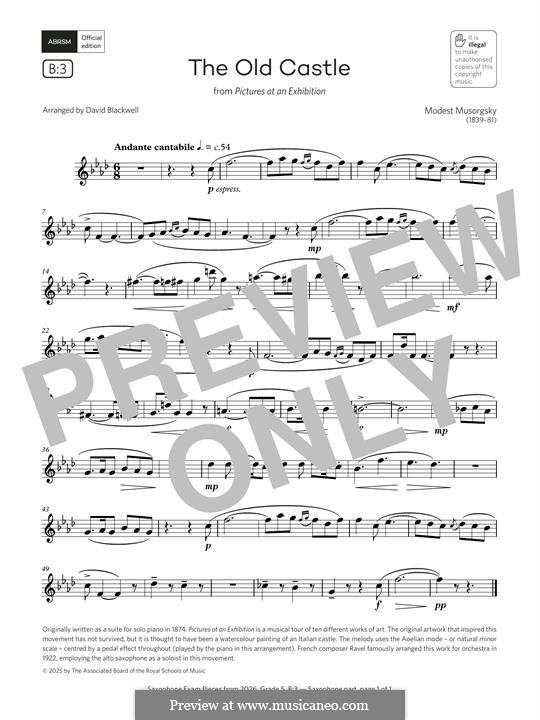 Promenade, No.2 The Old Castle: For alto saxophone by Modest Mussorgsky