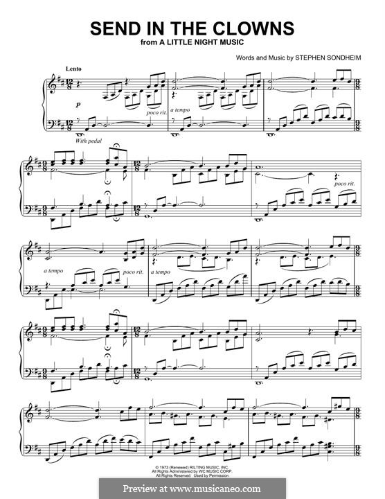 Send in the Clowns (from A Little Night Music): For piano by Stephen Sondheim