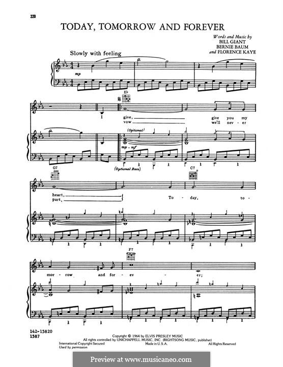 Today, Tomorrow And Forever (Elvis Presley): Today, Tomorrow And Forever (Elvis Presley) by Bernie Baum, Florence Kaye