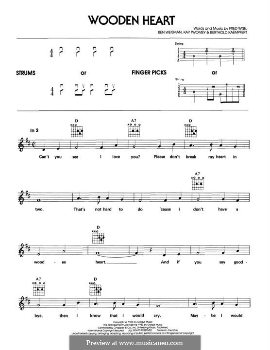 World We Knew (Over and Over): For guitar by Ben Weisman, Bert Kaempfert, Fred Wise, Kay Twomey