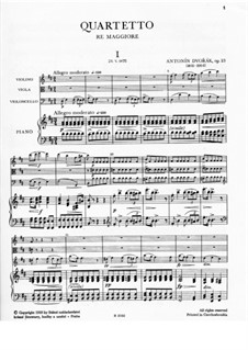 Piano Quartet No.1 in D Major, B.53 Op.23: Movement I by Antonín Dvořák