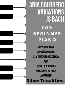 Goldberg Variations, BWV 988: Aria, for easy piano sheet music combo by Johann Sebastian Bach
