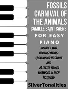 Fossils: For easy piano sheet music combo by Camille Saint-Saëns