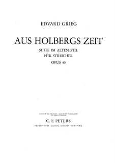 Fra Holbergs tid (Holberg Suite), Op.40: Full score by Edvard Grieg