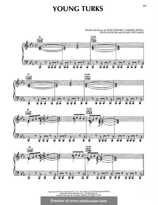 Young Turks (Rod Stewart): For voice and piano (or guitar) by Carmine Appice, Duane Hitchings, Kevin Savigar