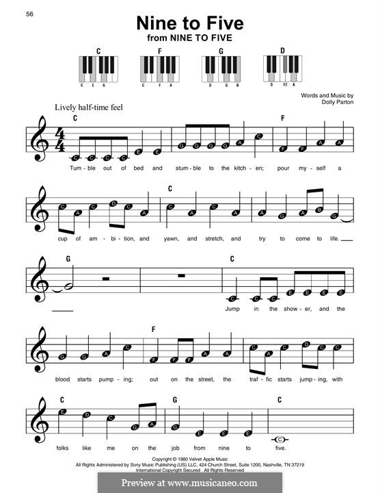 Nine to Five: For piano by Dolly Parton