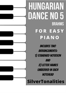 Dance No.5 in F Sharp Minor: For easy piano sheet music combo by Johannes Brahms
