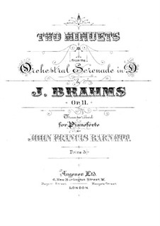 Serenade No.1 in D Major, Op.11: For piano by Johannes Brahms