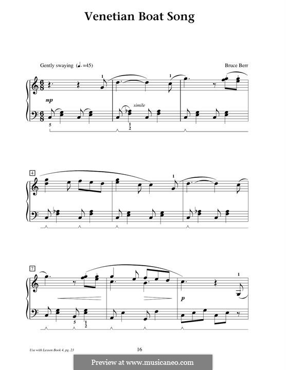 Venetian Boat Song by B Berr sheet music on MusicaNeo