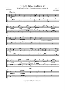 50 pièces à l'usage des commençans, No.4 Tempo di Menuetto in C, Op.38: For bass guitar by Johann Wilhelm Hässler