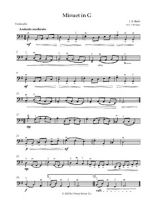 No.4 Minuet in G Major, BWV Anh.114: For cello by Johann Sebastian Bach