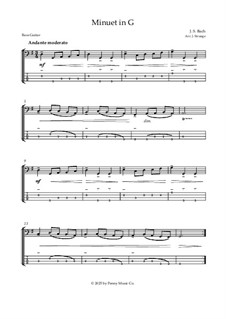 No.4 Minuet in G Major, BWV Anh.114: For bass guitar by Johann Sebastian Bach
