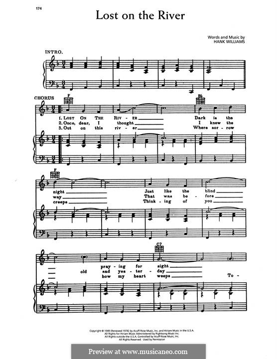 Lost on the River: For voice and piano (or guitar) by Hank Williams