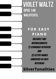 Violettes, Op.148: For easy piano sheet music combo by Émile Waldteufel