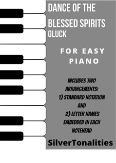 Dance of the Blessed Spirits: For easy piano sheet music combo by Christoph Willibald Gluck