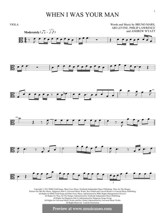 When I Was Your Man: For viola by Andrew Wyatt, Ari Levine, Bruno Mars, Philip Lawrence