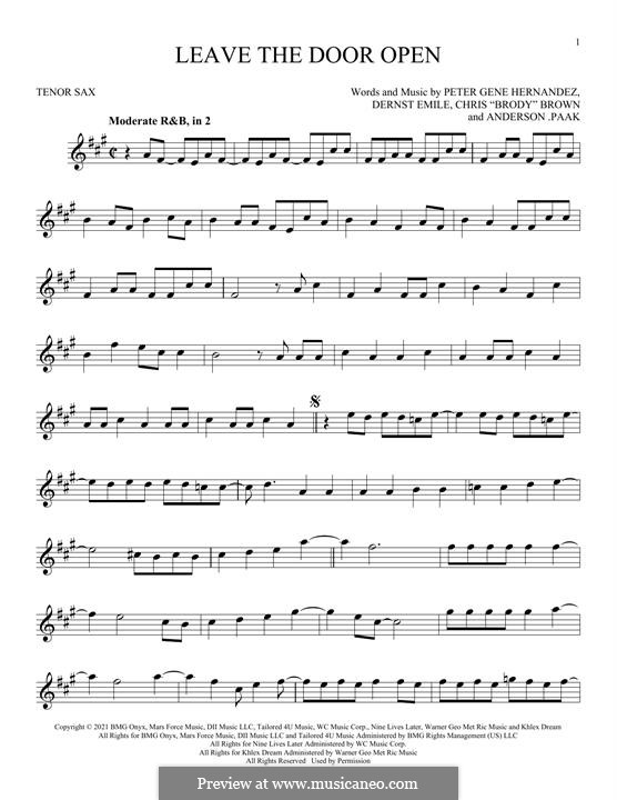 Leave The Door Open (Silk Sonic): For tenor saxophone by Bruno Mars