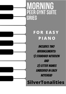 Suite No.1. Morning Mood, Op.46 No.1: For easy piano sheet music combo by Edvard Grieg