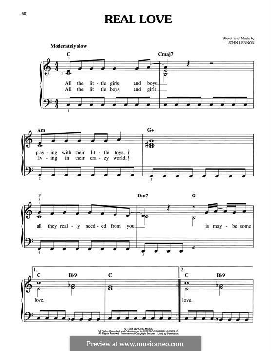 Real Love (The Beatles): For piano by John Lennon
