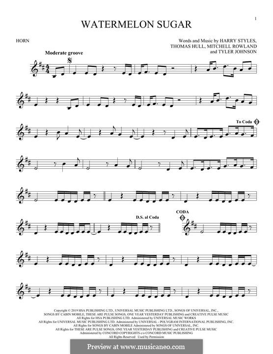 Watermelon Sugar (Harry Styles): For horn by Tom Hull, Tyler Sam Johnson, Mitch Rowland