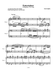 The Entertainer, for Piano: For piano four hands by Scott Joplin
