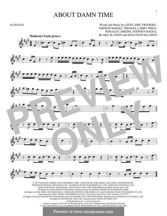 About Damn Time: For alto saxophone by Lizzo