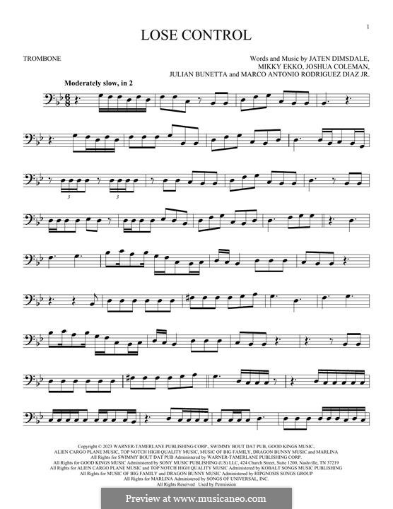 Lose Control: For trombone by Joshua Coleman, Julian Bunetta, Mikky Ekko, Marco Antonio Rodriguez Diaz, Teddy Swims