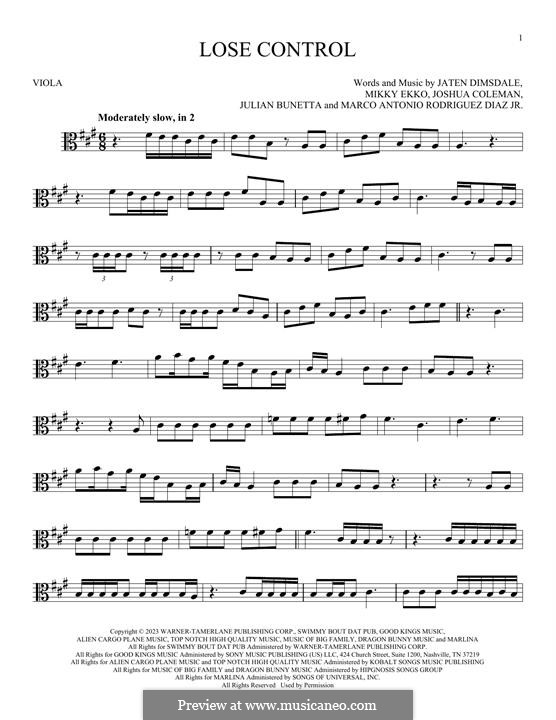 Lose Control: For viola by Joshua Coleman, Julian Bunetta, Mikky Ekko, Marco Antonio Rodriguez Diaz, Teddy Swims