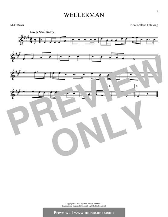 Wellerman: For alto saxophone by folklore