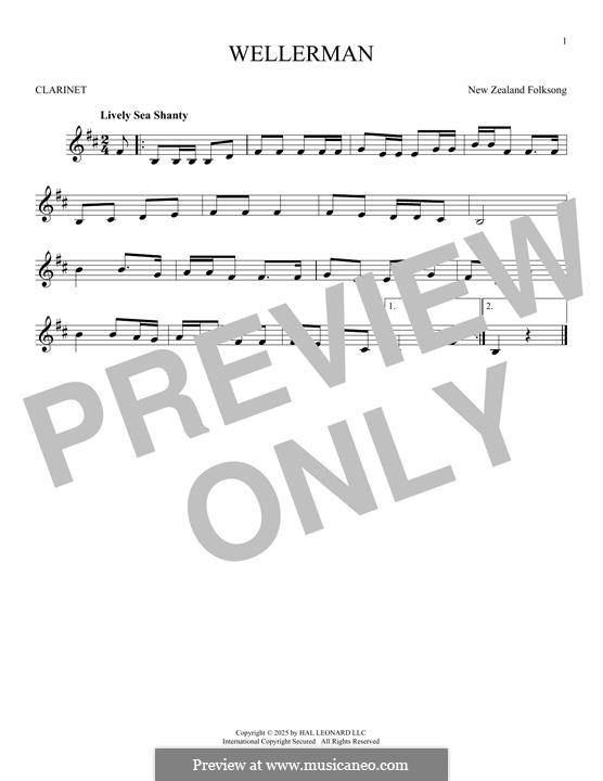 Wellerman: For clarinet by folklore